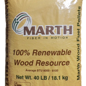 Brown bag of Marth Fiber in Motion, 100% Renewable Wood Resource. 40 lbs.