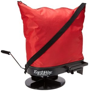 Earthway Bag Spreader 2750 is red bag with black bottom and crank.