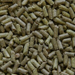 Photo of Guinea Pig Pellets, which are tubes of greenish brown food.